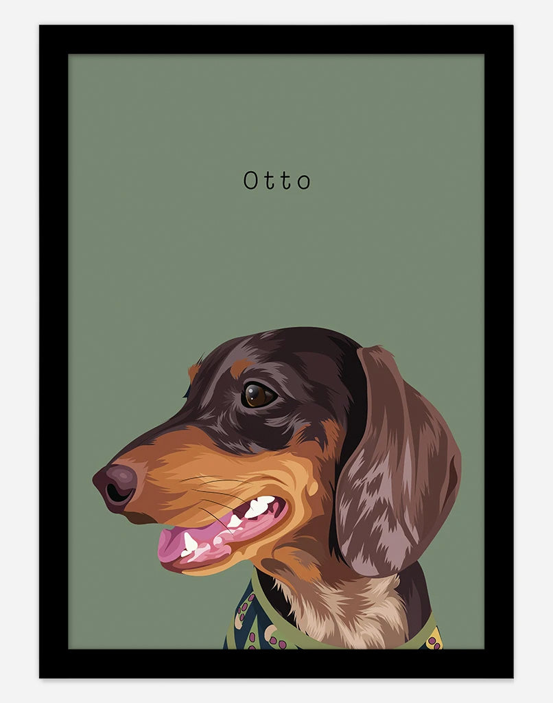 Custom Dog Portrait - A3 - Black Frame - 1 Dog Australia