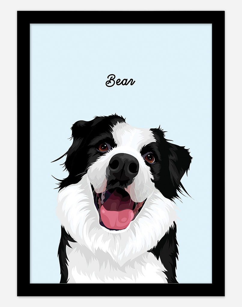 Custom Pet Portrait - One Pet - A1 - Black Frame - Australia