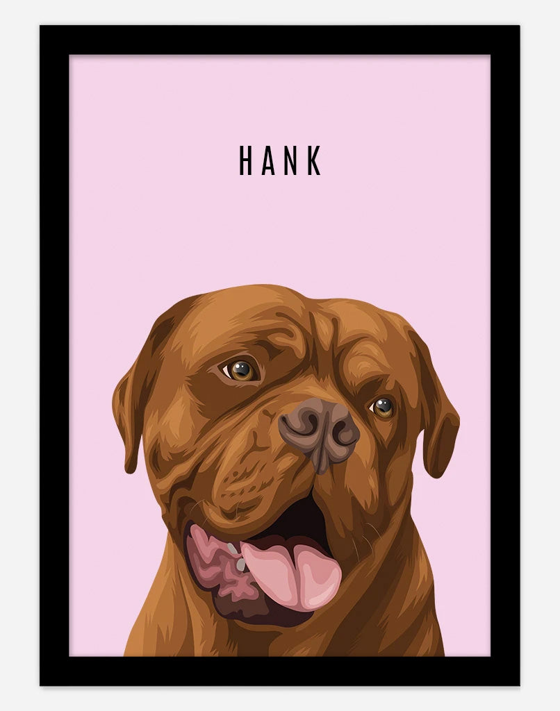 Custom Dog Portrait - A4 - Black Frame - 1 Dog Australia