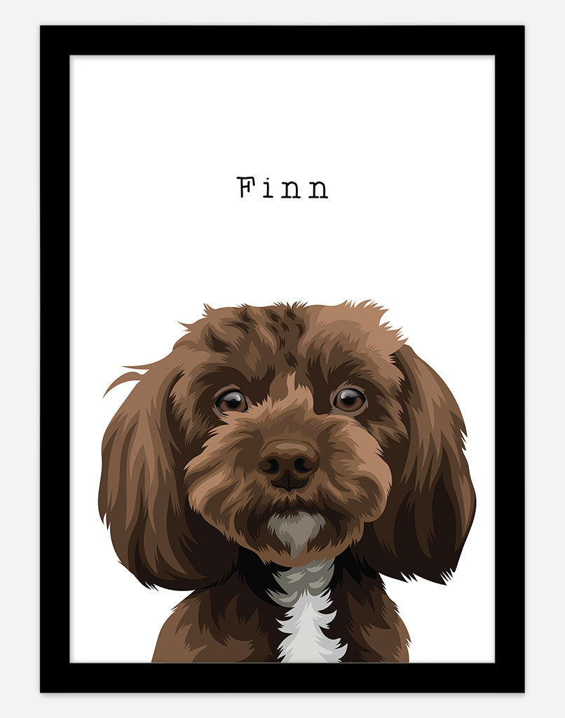 Custom Pet Portrait - One Pet - A3 - Black Frame - Australia