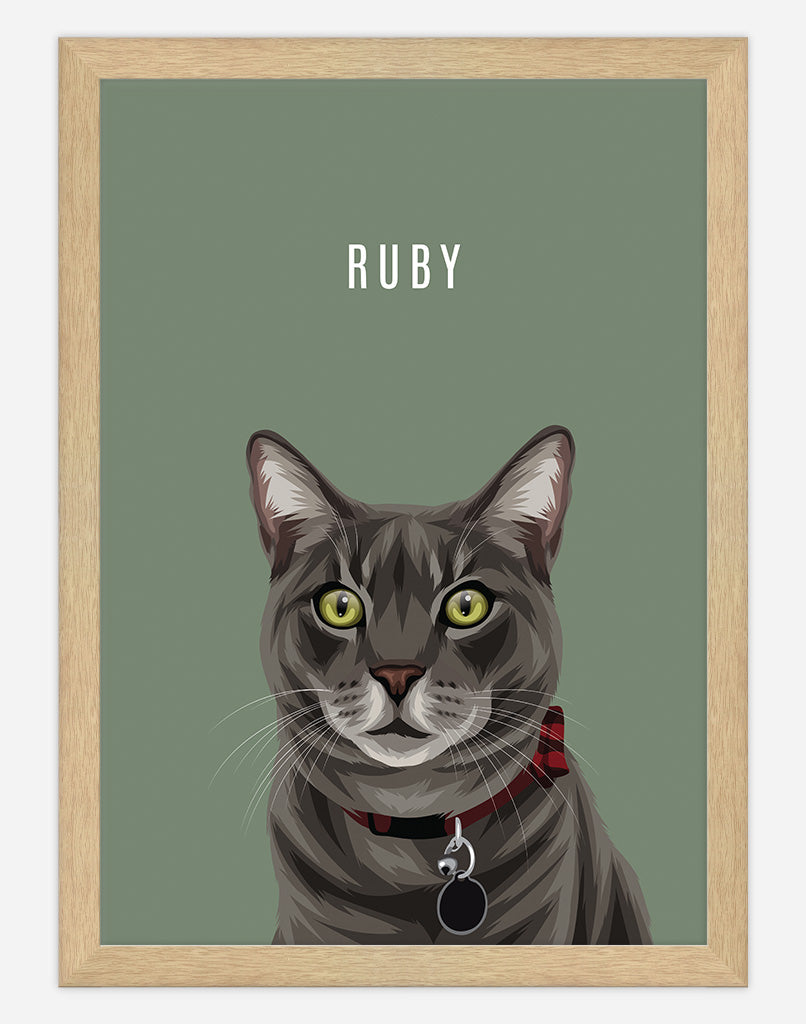 Custom Pet Portrait - One Pet - A1 - Timber Frame - Australia