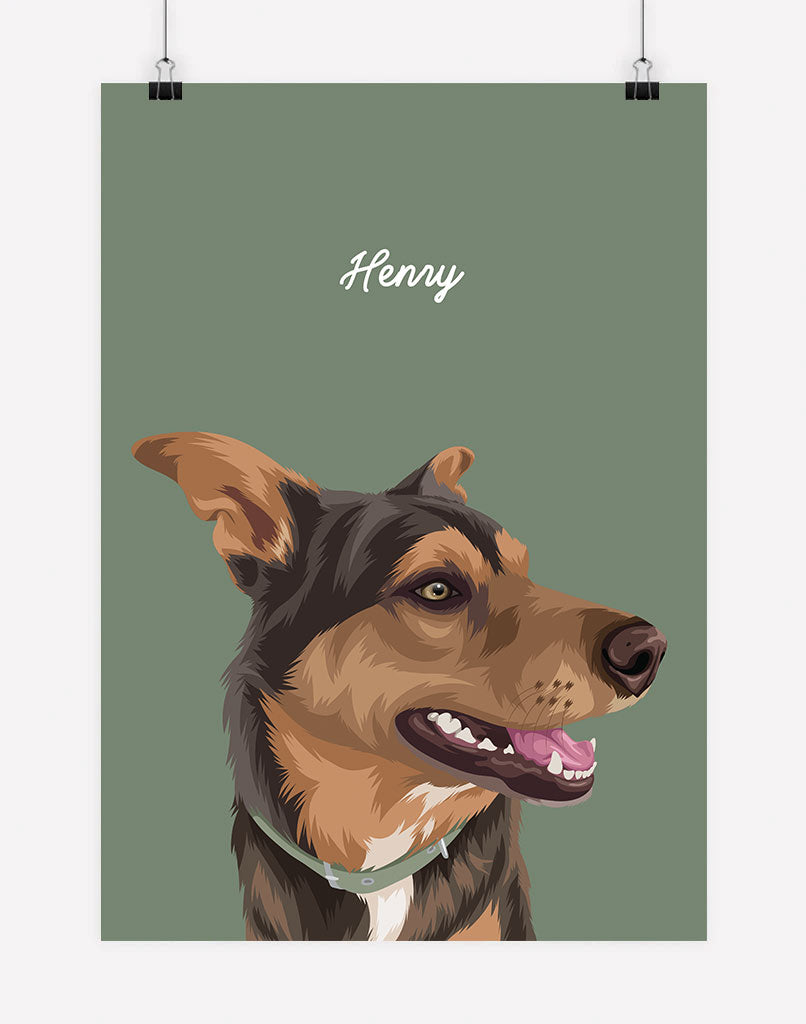 Custom Pet Portrait - One Pet - A4 - Unframed - Australia