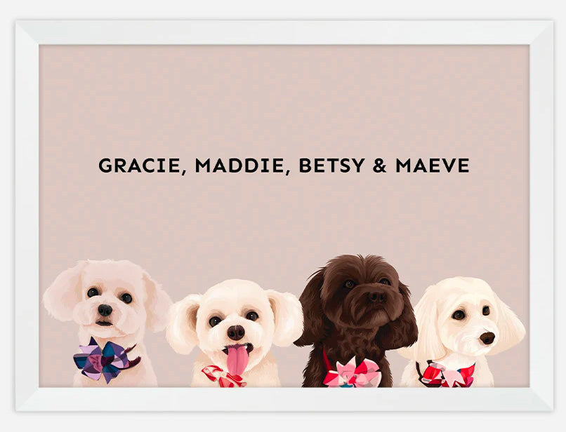 Custom Four Pet Portrait - Australia