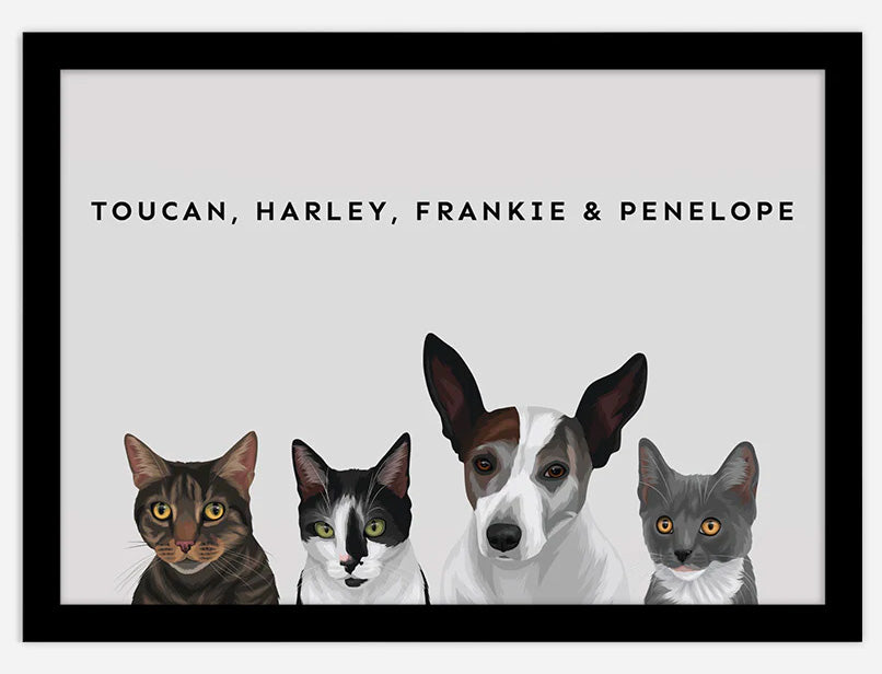 Custom Four Pet Portrait - Australia