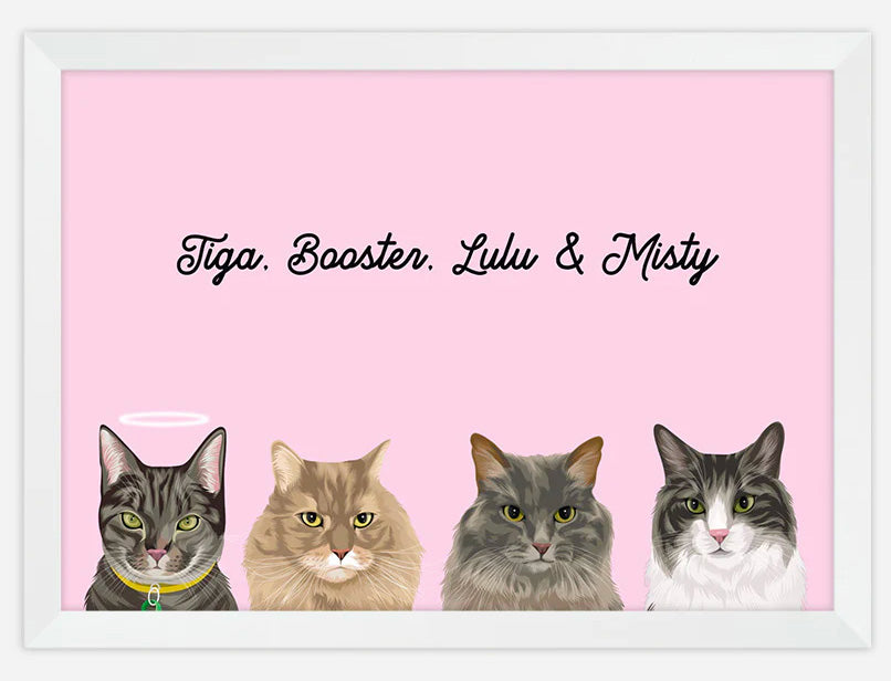 Custom Four Pet Portrait - Australia