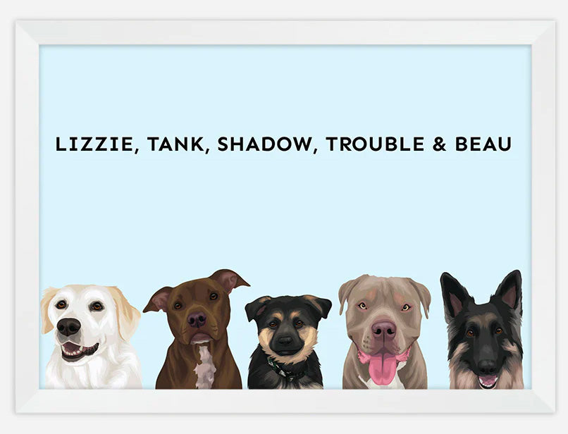 Five Pet Portrait - 5 Custom Pet Portrait Australia