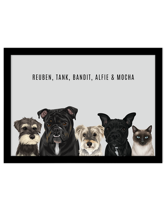 Custom Pet Portrait - Five Pet Portrait