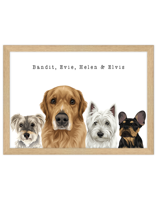 Custom Pet Portrait - Four Pet Portrait