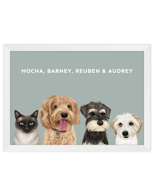 Custom Pet Portrait - Four Pet Portrait
