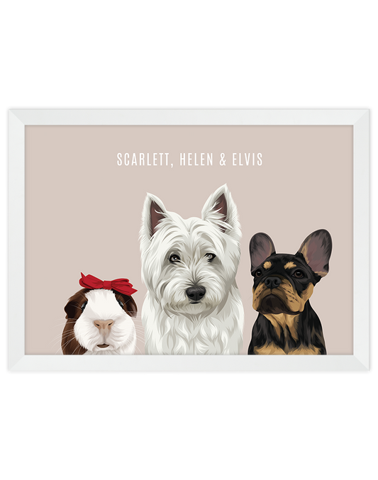 Custom Pet Portrait - Three Pets
