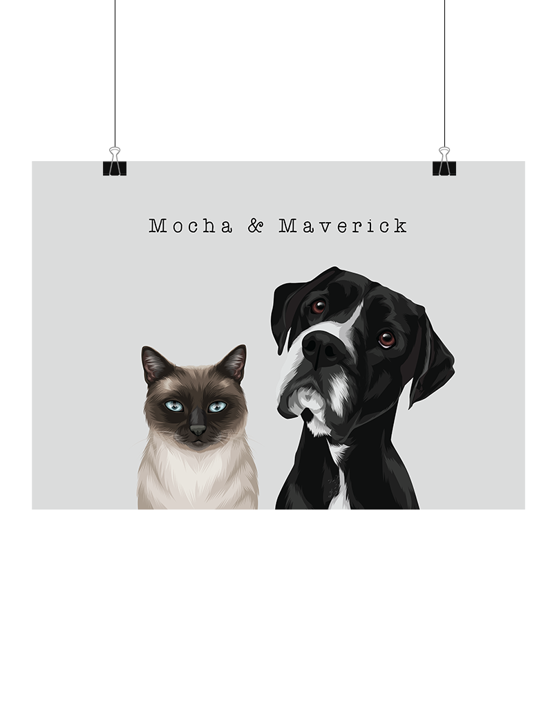 Custom Pet Portrait - Two Pet Portrait