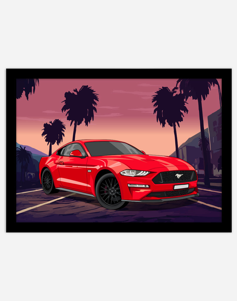 Custom Car Portrait - A4 - Black Frame - Landscape Australia