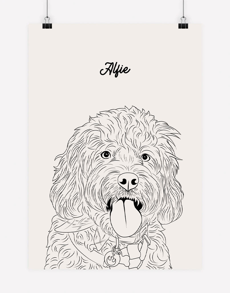 Custom Pet Portrait Minimal Style Dog Portrait