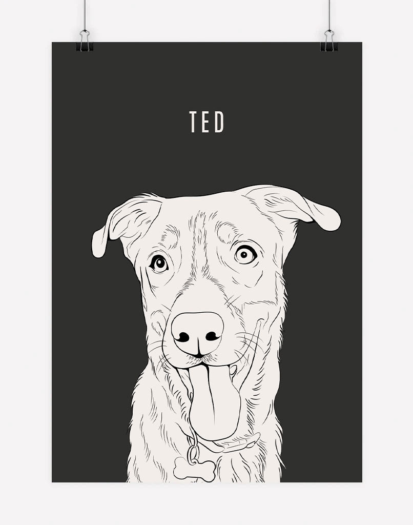 Custom Pet Portrait Minimal Style Dog Portrait