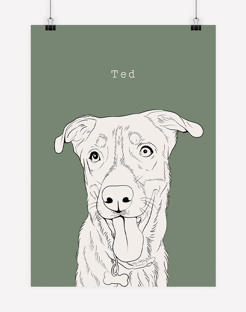 Custom Pet Portrait Minimal Style Dog Portrait