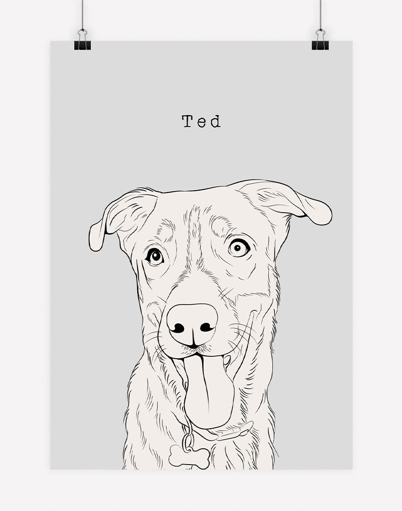 Custom Pet Portrait Minimal Style Dog Portrait