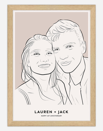Custom Couple Portrait - Oat / Timber Frame