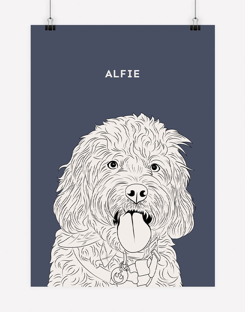 Custom Pet Portrait Minimal Style Dog Portrait