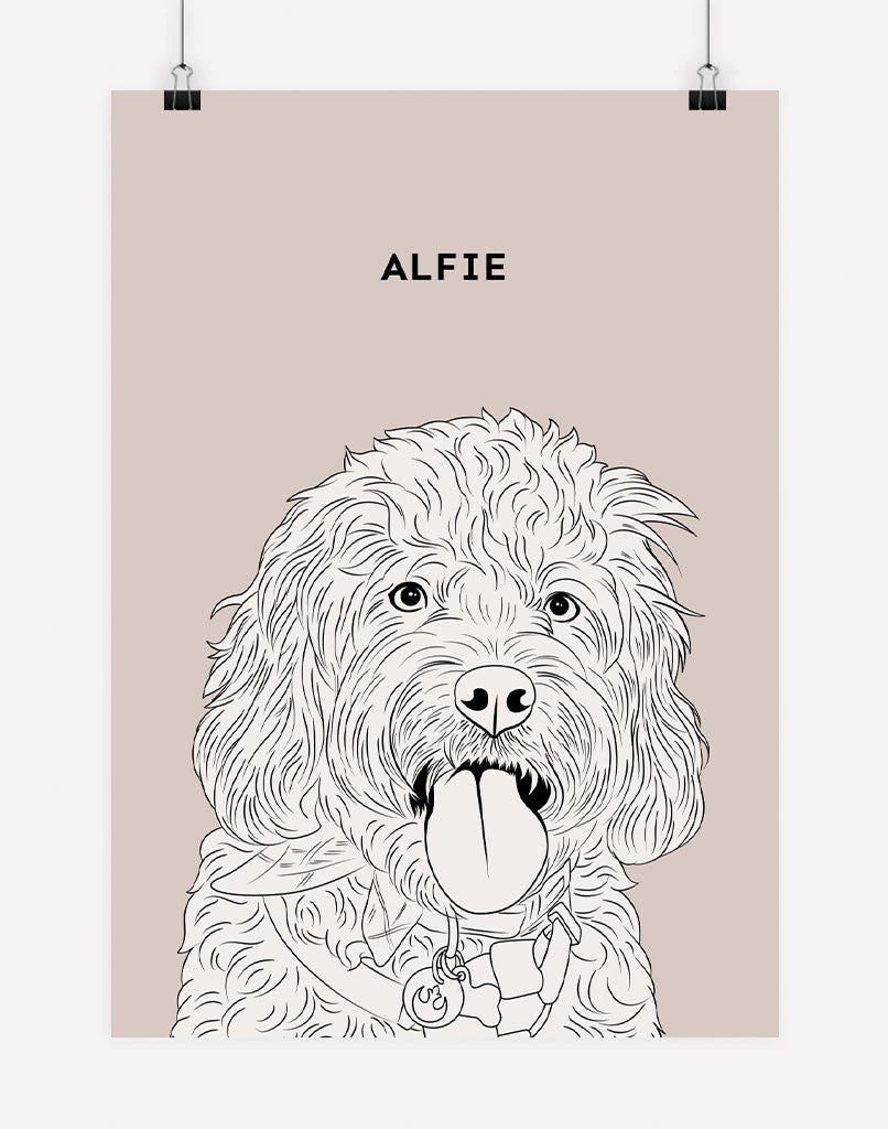 Custom Pet Portrait Minimal Style Dog Portrait