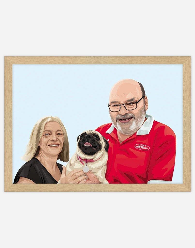 Custom Pet & Person Portrait - A3 - Unframed - 1 Pet & 1 Person Australia