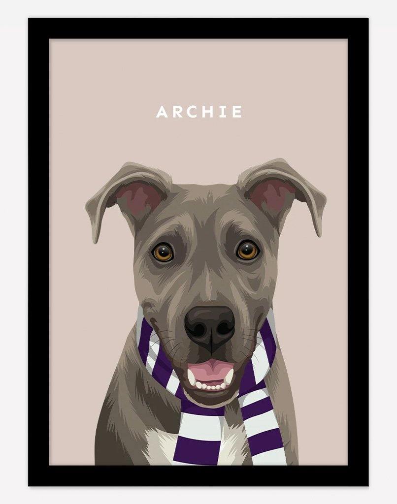 Custom Pet Portrait - Footy Fan - A4 - Unframed - Australia