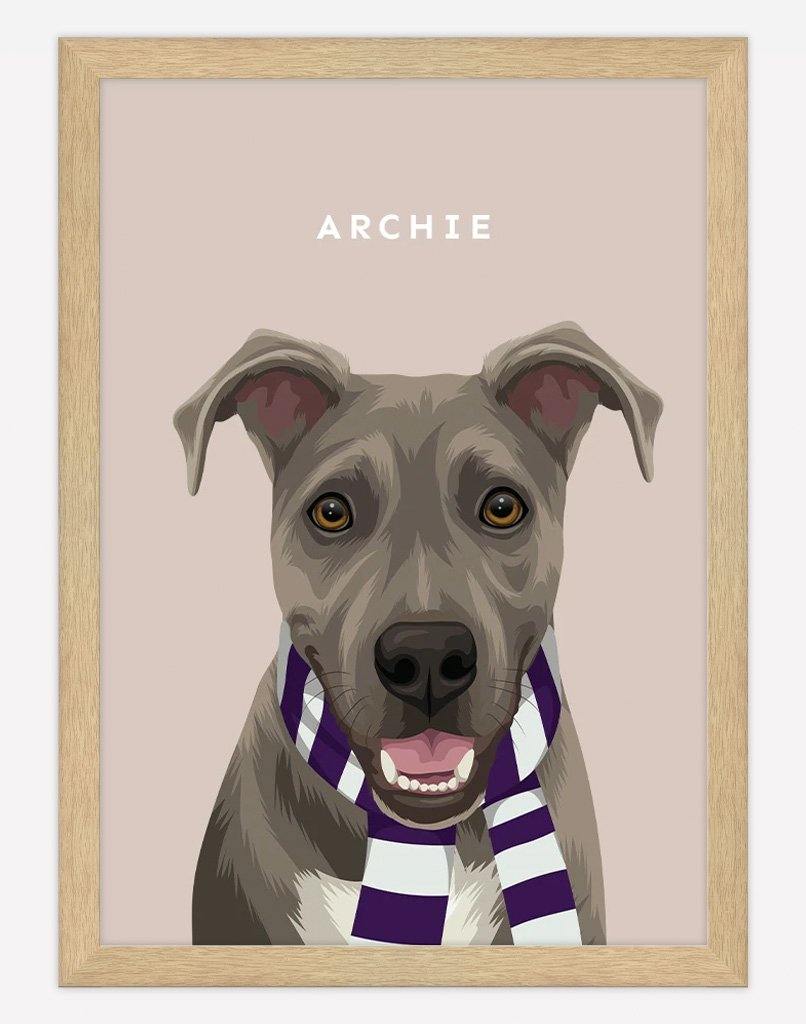 Custom Pet Portrait - Footy Fan - A4 - Unframed - Australia