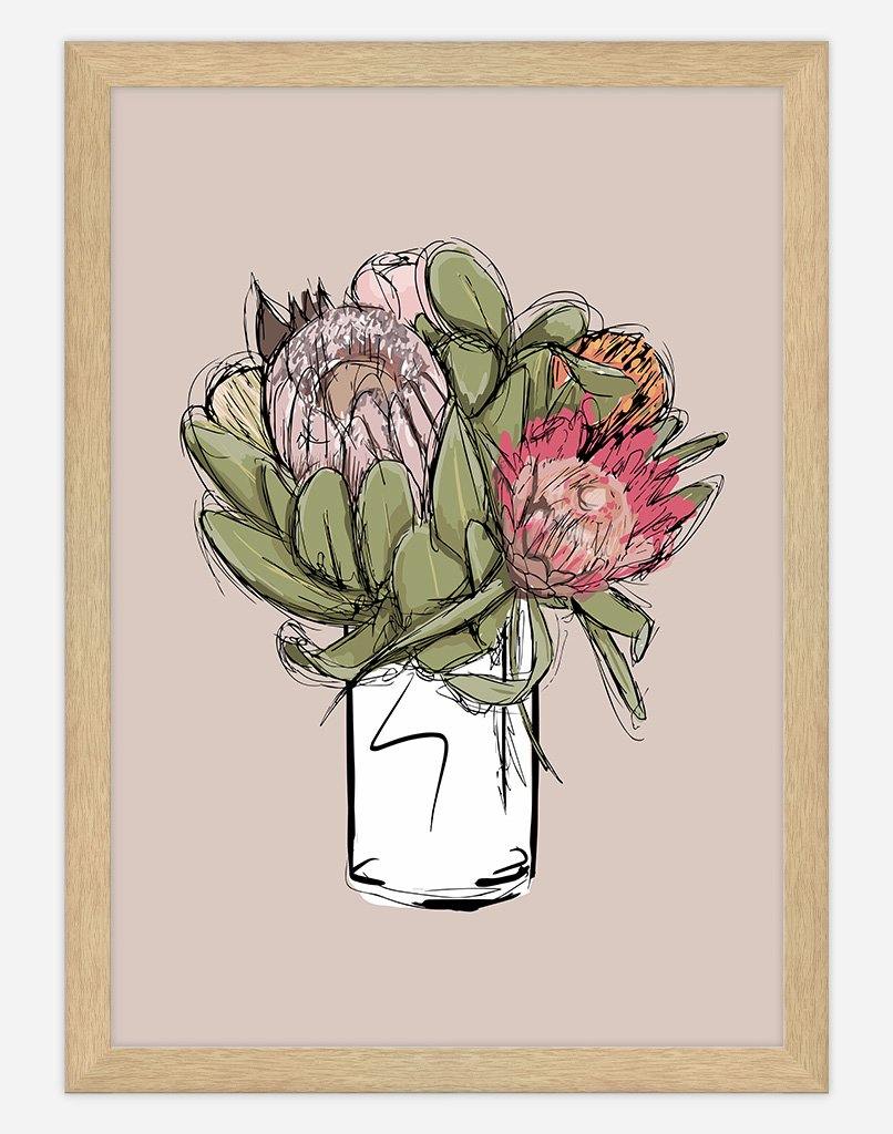 Native Flowers | Wall Art - A4 - Timber Frame - Australia