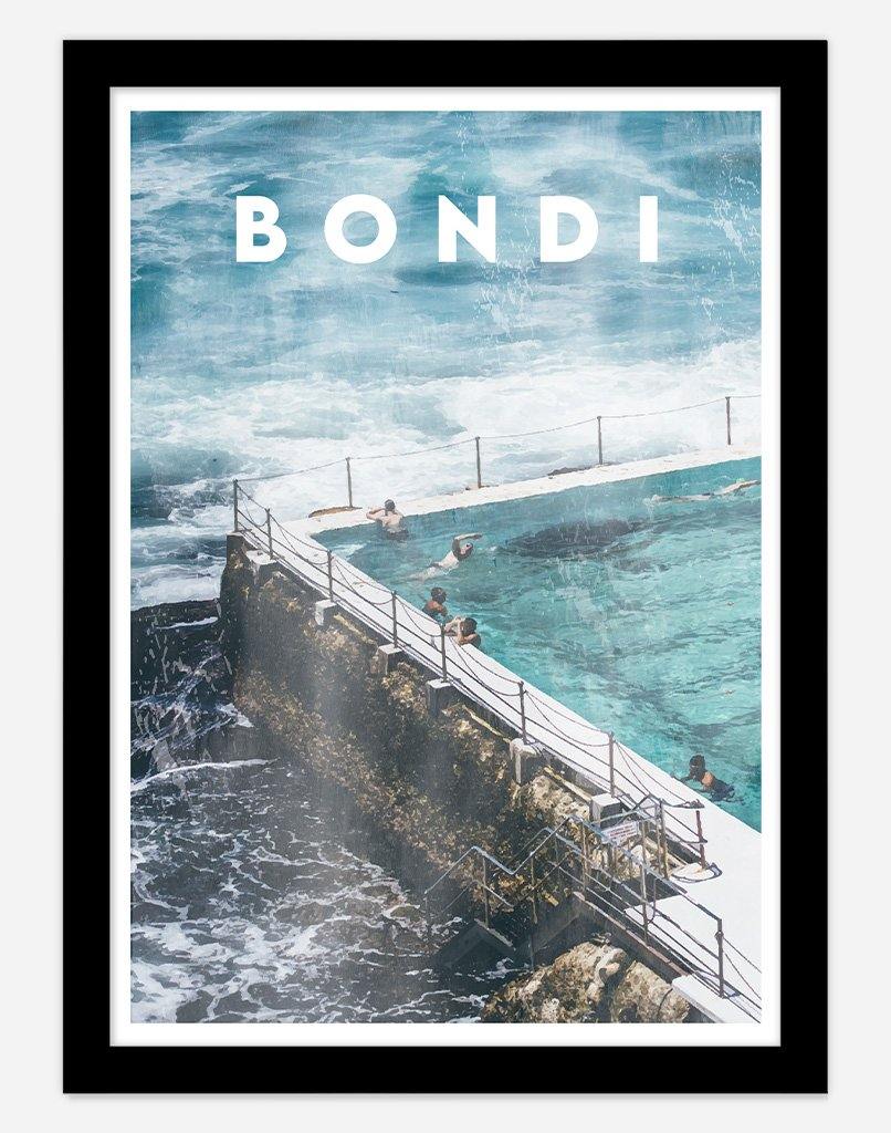 Bondi | Photography - Travel Poster Wall Art - A4 - Black Frame - Australia