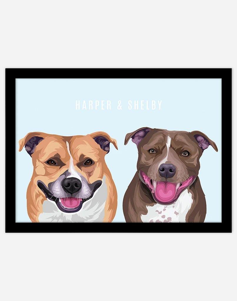 Custom Pet Portrait - Two Pet Portrait - A4 - Unframed - Australia