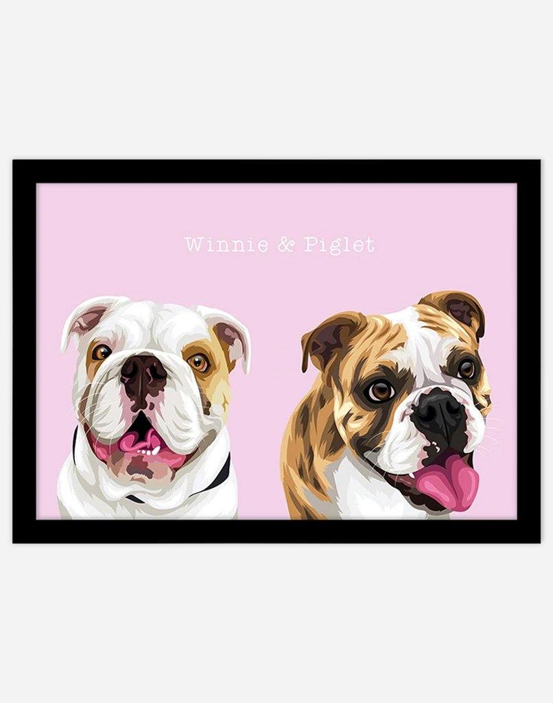 Custom Pet Portrait - Two Pet Portrait - A4 - Unframed - Australia