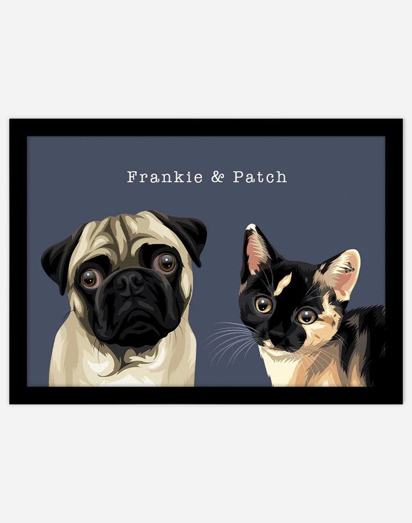 Custom Pet Portrait - Two Pet Portrait - A4 - Unframed - Australia