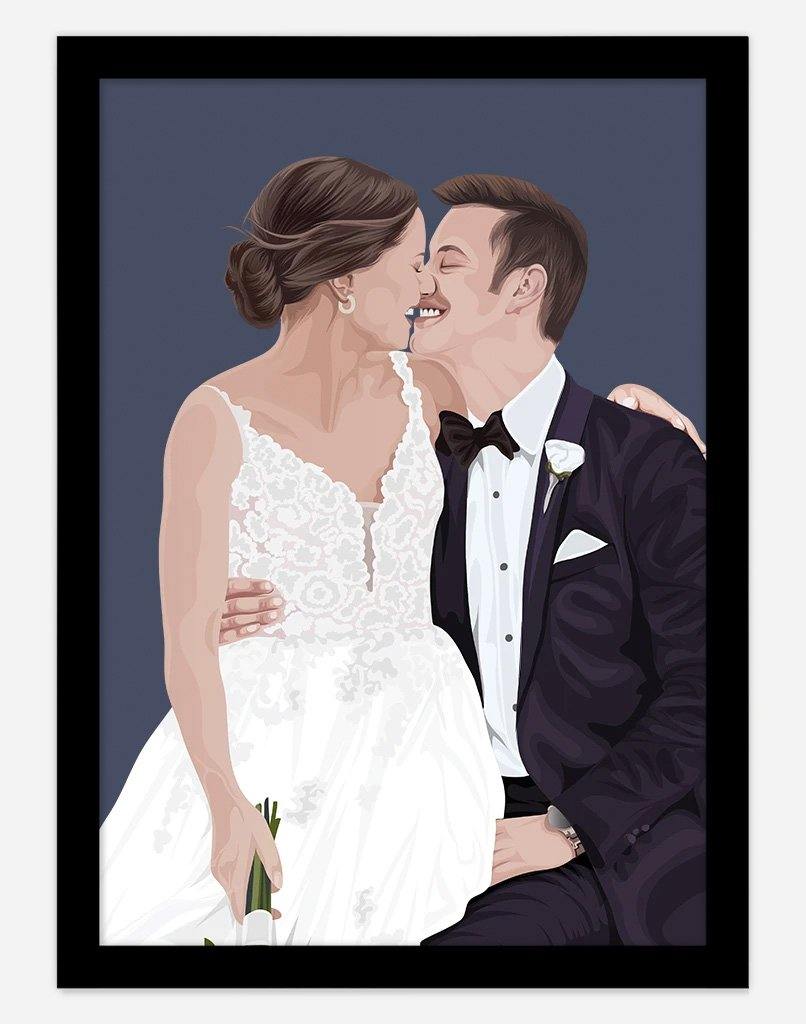 Custom Couple Portrait - A4 - Unframed - Two Australia