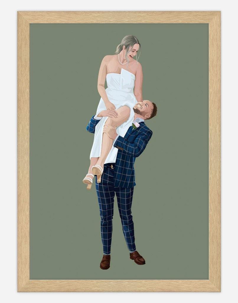 Custom Couple Portrait - A4 - Unframed - Two Australia