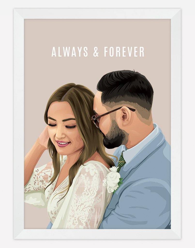 Custom Couple Portrait - A4 - Unframed - Two Australia