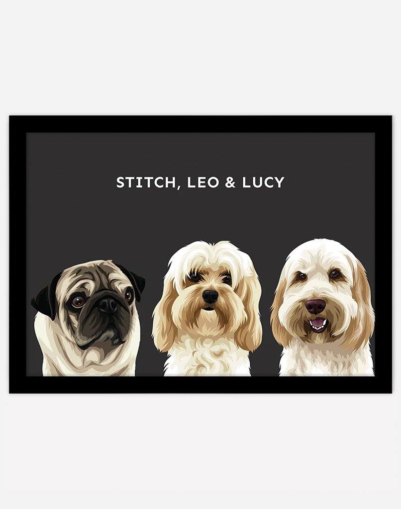 Custom Pet Portrait - Three Pets - A4 - Unframed - Australia