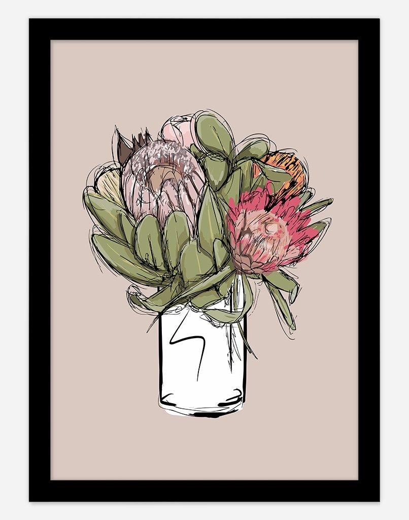 Native Flowers | Wall Art - A4 - Black Frame - Australia