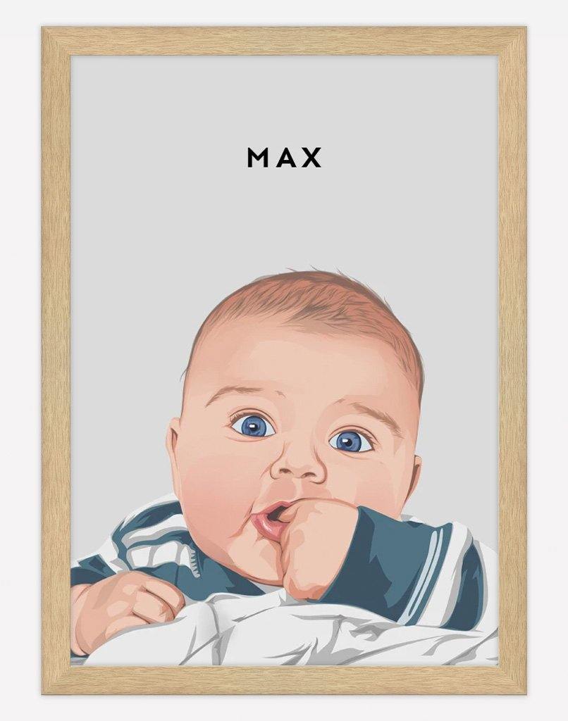 Custom Child Portrait - A4 - Timber Frame - One Australia