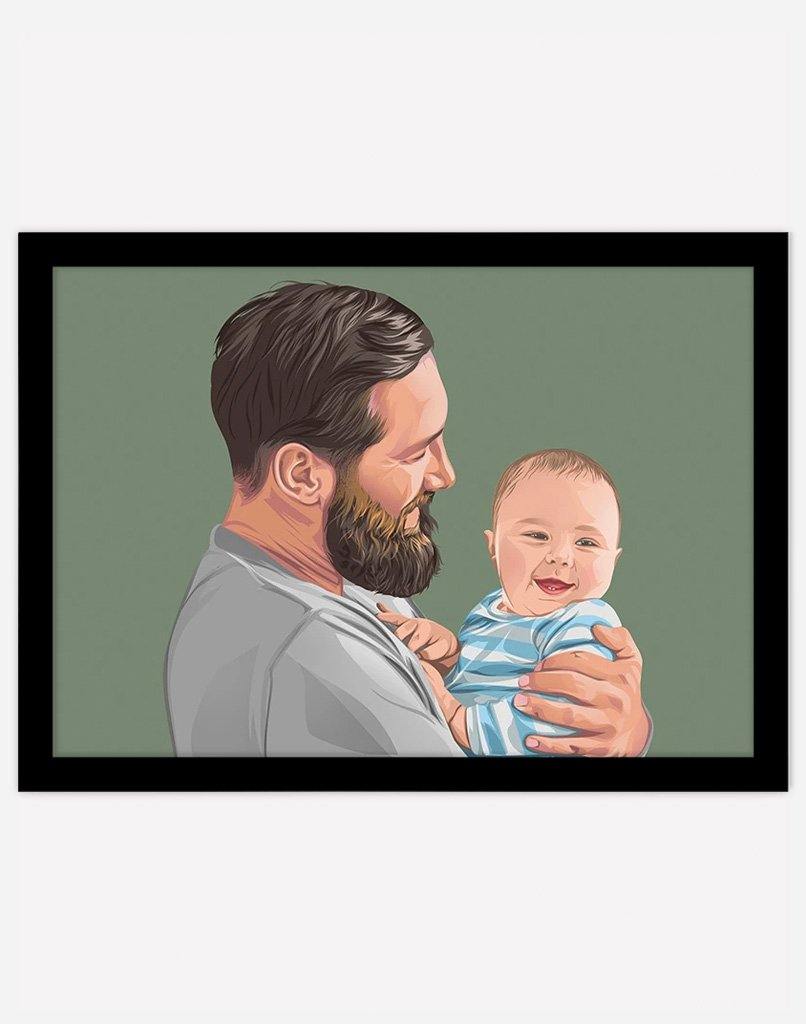 Custom Family Portrait - A3 - Black Frame - Two Australia