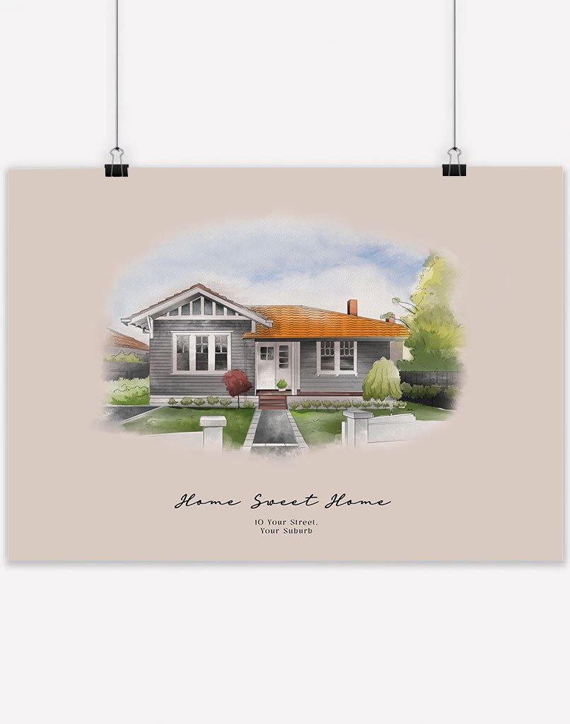 House Portrait - Digital File Only - Oat - Landscape - Australia