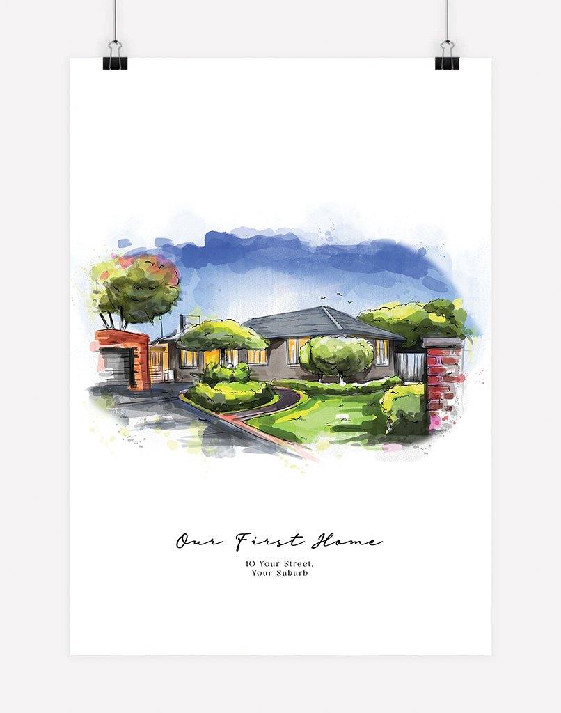 House Portrait - Digital File Only - White - Portrait - Australia