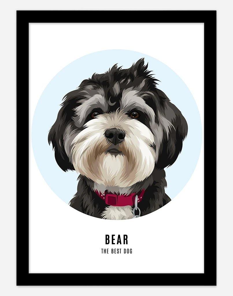 Custom Pet Profile Portrait - Single Pet - A4 - Unframed - Australia