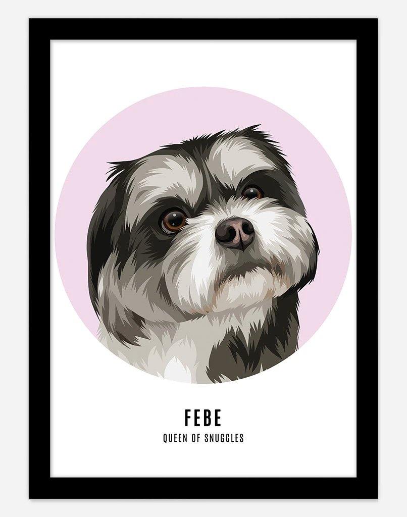 Custom Pet Profile Portrait - Single Pet - A4 - Unframed - Australia