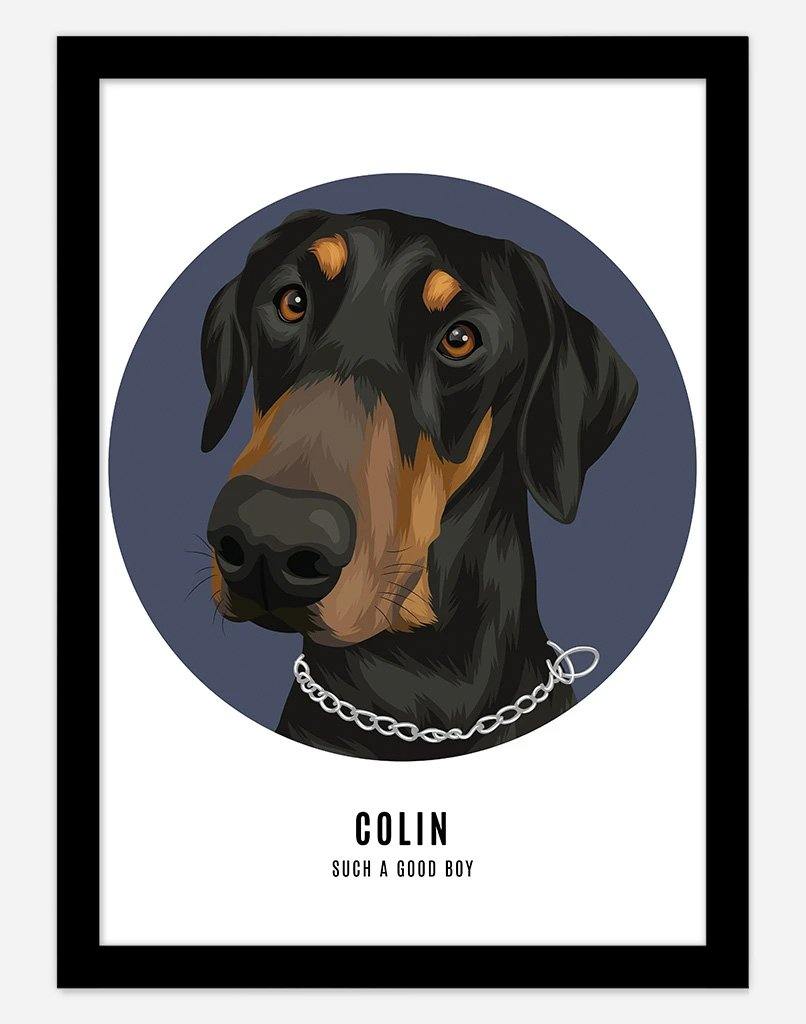 Custom Pet Profile Portrait - Single Pet - A4 - Unframed - Australia