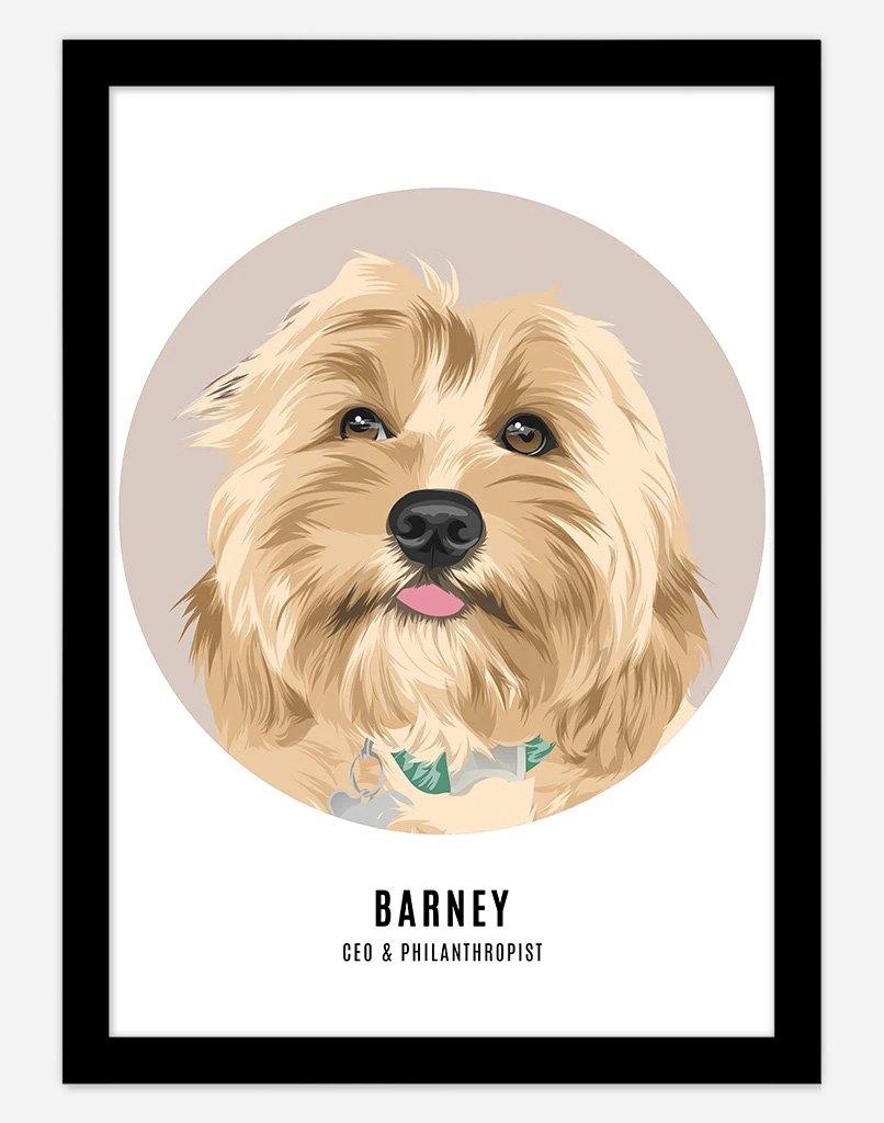 Custom Pet Profile Portrait - Single Pet - A4 - Unframed - Australia