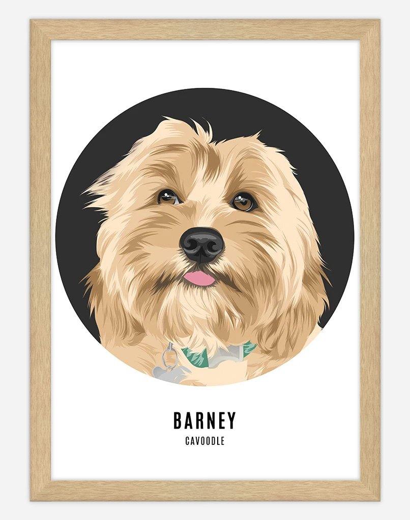 Custom Pet Profile Portrait - Single Pet - A4 - Unframed - Australia