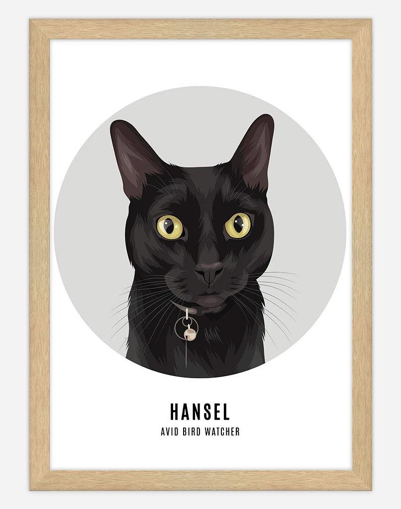 Custom Pet Profile Portrait - Single Pet - A4 - Unframed - Australia