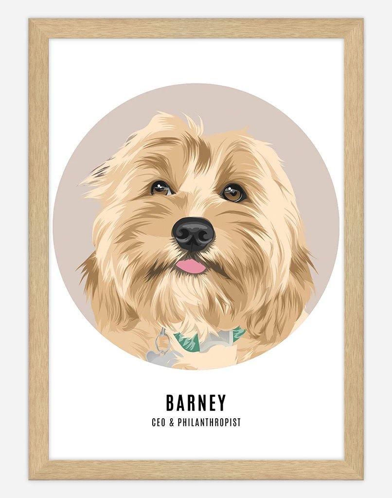 Custom Pet Profile Portrait - Single Pet - A4 - Unframed - Australia