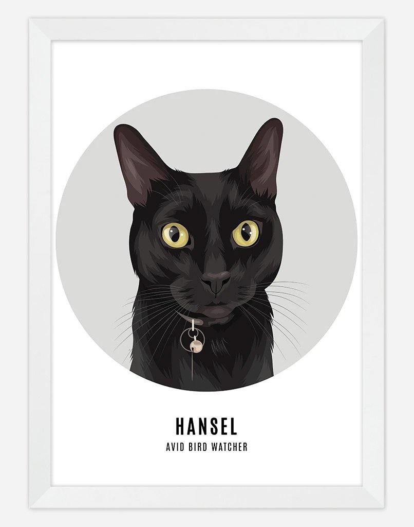 Custom Pet Profile Portrait - Single Pet - A4 - Unframed - Australia