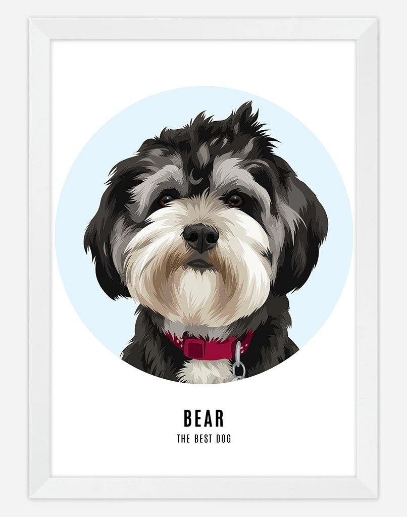 Custom Pet Profile Portrait - Single Pet - A4 - Unframed - Australia