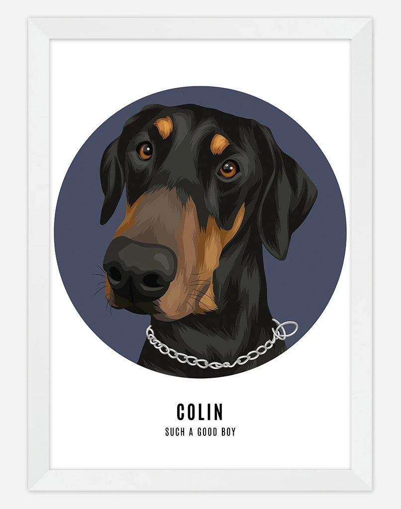 Custom Pet Profile Portrait - Single Pet - A4 - Unframed - Australia